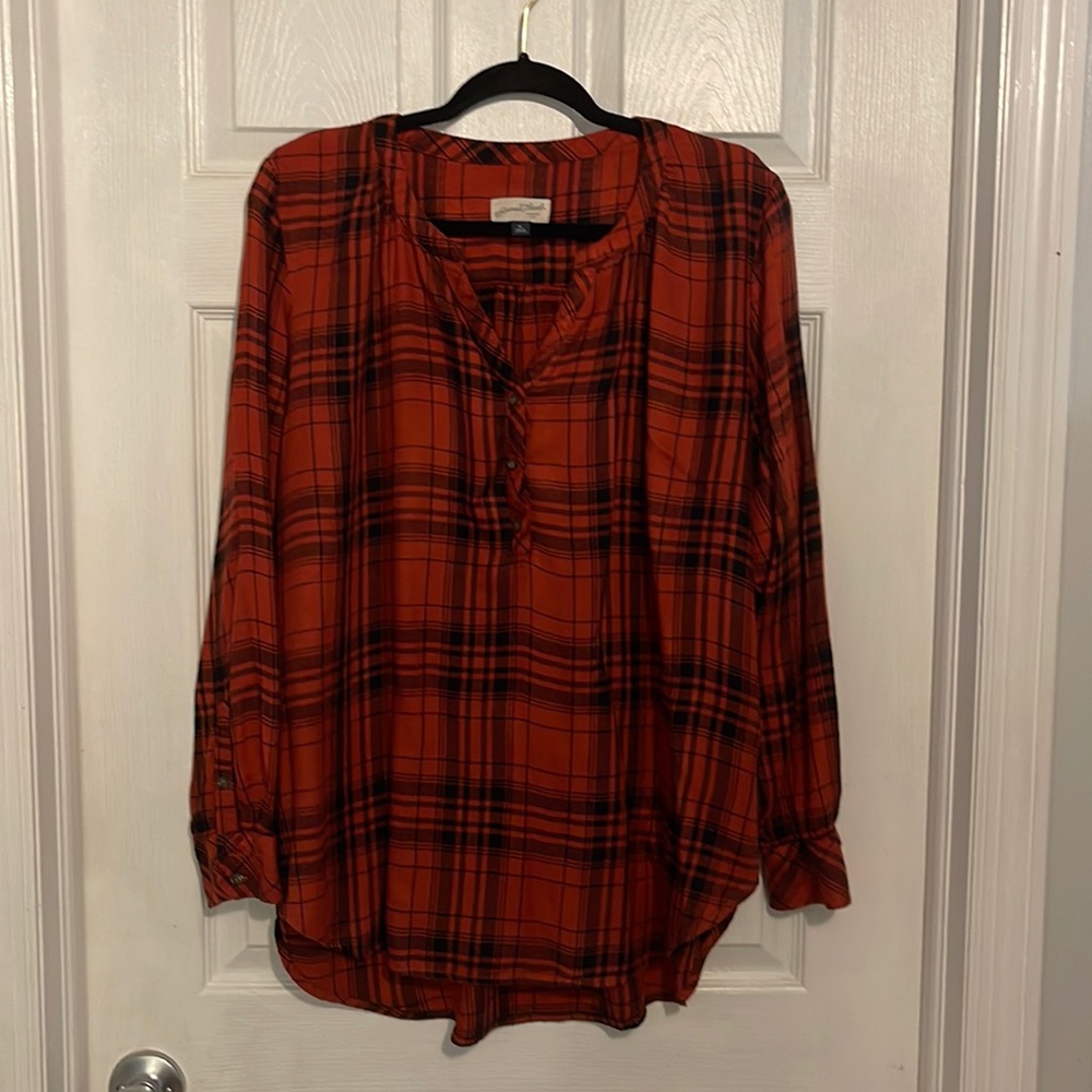 Universal Thread Red & Black Plaid Long Sleeve Top
